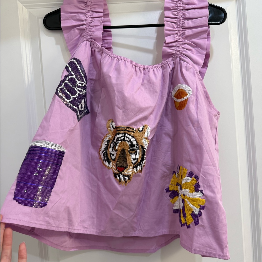 QUEEN OF SPARKLES Purple Embellished Blouse